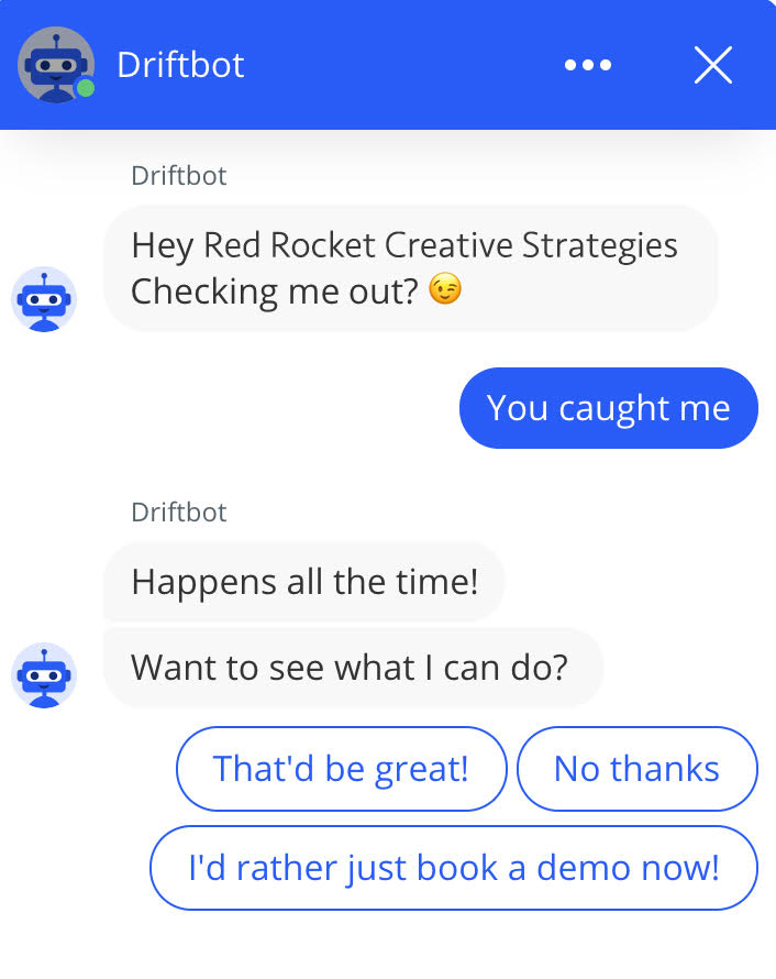 drift chatbot has scrollbars upon opening